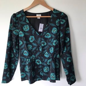 J. Crew Long Sleeve Floral Blouse